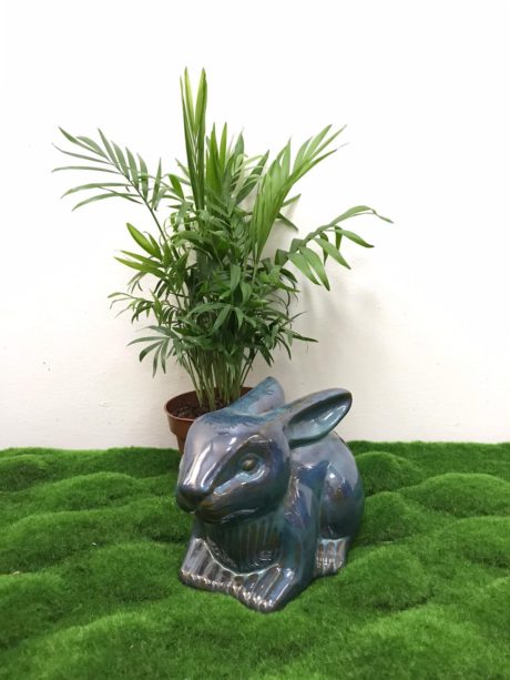 GLAZED ANIMALS RABBIT AQUA 23X14X16CM ID2085