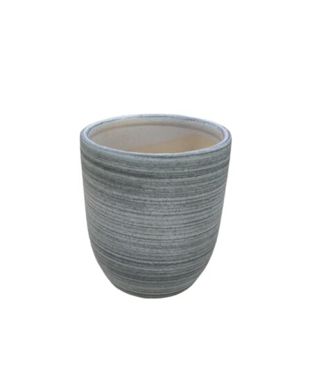 CERAMIC POT 21*23CM BRUSH LINE GRAY MEDIUM