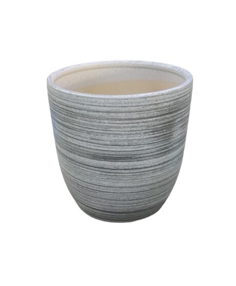 CERAMIC POT 25*26CM BRUSH LINE GRAY BIG