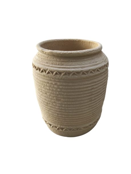 Etno Fiber Round Pot H53cm X Dia43cm lime stone